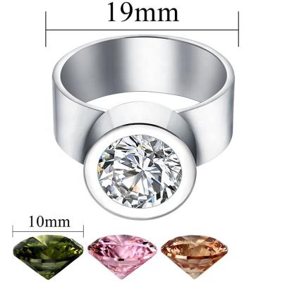 China Romantic Designs Big Stone Zircon Rings Stainless Steel Adjustable Rings For Women for sale