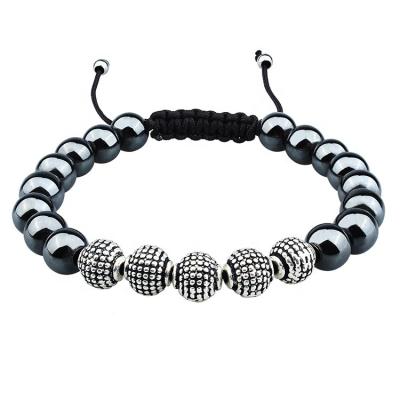 China Punk Anti-silver Plated Metal Iron Stone Bracelet For Men for sale