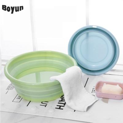 China Sustainable High Quality Round Shaped Collapsible Silicone Folding Wash Bowl Basin for sale