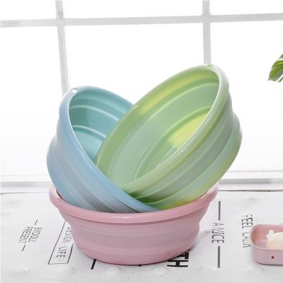 China Sustainable Plastic Camping Vegetable Round Folding Fruit Hand Wash Tub Wash Tub Laundry Basin for sale