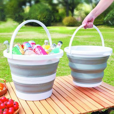 China 15 liters viable silicone beach sand silicone collapsible bucket water bucket portable outdoor fishing bucket for sale