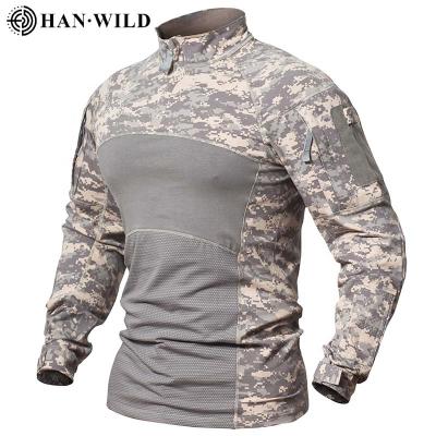 China Custom QUICK DRY Military Tactical Training Shirt Mens Long Sleeve T-Shirt Camouflage T-Shirts Sportswear for sale