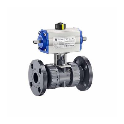 China General 2 Way Union 150 PSI Double Plastic Flange Socket Plastic Ball Valve for sale