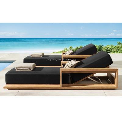 China Contemporary Luxury Outdoor Garden Patio Pool Furniture Wood Patio Garden Sets Sunbeds Furniture Lounge Outdoor Teak Sunbed for sale