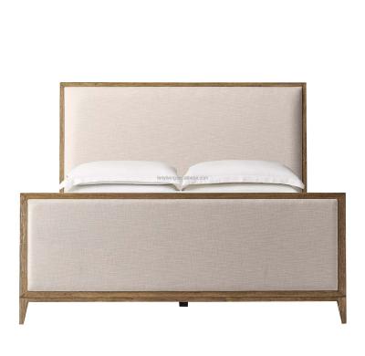 China Contemporary Home furniture customized Queen King size oak wood bed frame wide white bed bedroom bed for sale