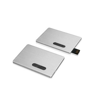 China Aluminum USB Business Card Memory, Push Chip Metal USB Card Drive Engraving Logo for sale