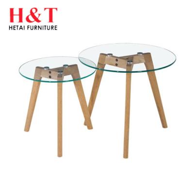 China New Design Living Room Furniture Modern Nordic Round Glass Top Coffee Table And End Table Sets Modern Round Nesting Coffee Tables for sale