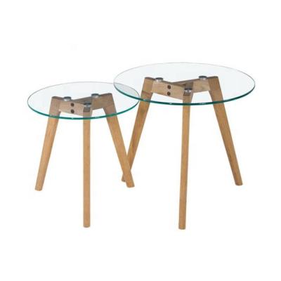 China 8mm Clear Chandelier With American White Oak Legs Cheap Glass Top Coffee Table With Glass Top With Oak Legs Coffee Table 9363-Glass for sale