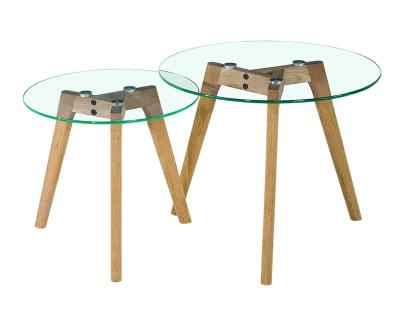 China Popular Oak Glass Legs Table Top Coffee Table Solid Wood Coffee Table Set for sale