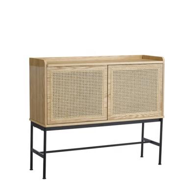 China Home Adjustable Modern Design Rattan (Height) Wooden Storage Cabinet With Metal Frame for sale