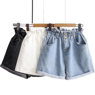 China QUICK DRY Summer new style slimming A-line wide leg hot pants high waist stretch jean shorts women for sale