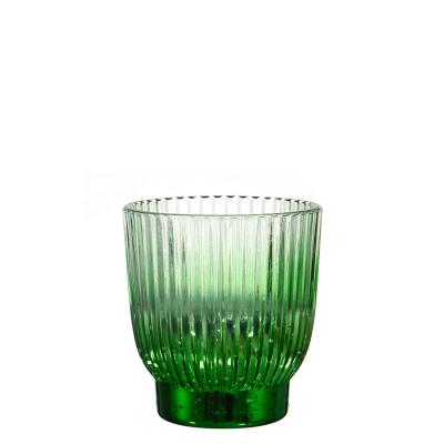 China Green Color Whiskey Glass Amazon Plated Success Plated Green Color Whiskey Glass Wine Glass Stemless Liquor Shot Glass for sale