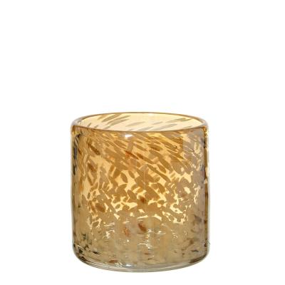 China Restaurant appliance; Home Customized Amber Color Home Decoration Wedding Candle Holder Multi Size Glass Jar for sale