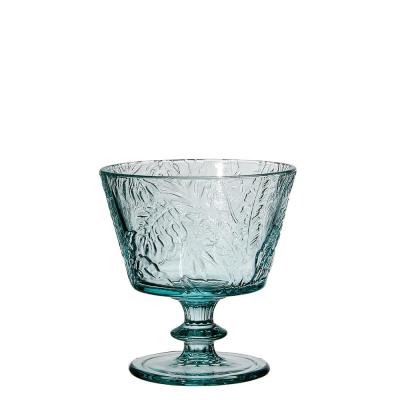 China Samyo Traditional Glass Pudding Bowl With Solid Color Ice Cream Stem Pressed Glass Cup Glass Bowl for sale