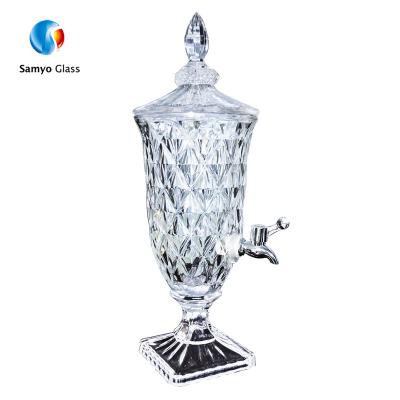 China Eco - Friendly Beer Glass Beverage Dispenser For Water With Tap And Lid For Bar for sale