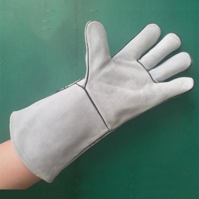 China Rig Gray Cow Split Leather Welding Gloves Welders Gloves With CE Certification Sealed Lining Sewn With Kevlar Thread for sale