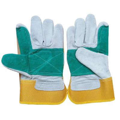 China Rigger High Quality Leather Work Gloves Safety Work Working Gloves For Green Reinforcement At Palm And Index Fingers for sale