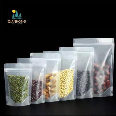 China Starch Aseptic Eco Friendly Ziplock Stand Up Food Packaging 100% Matte Plastic Bean Pouch Transparent Biodegradable Bag for sale