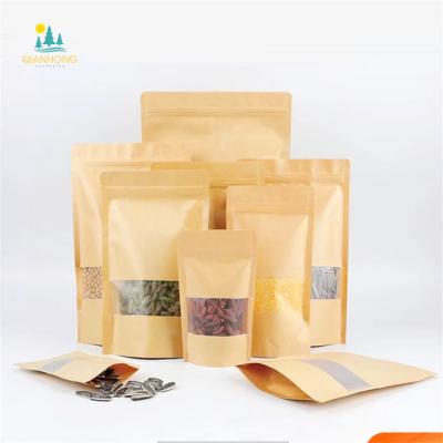 China Aseptic High Quality Biodegradable Self Stand Up Kraft Paper Pouch Bag Custom With Zipper For Food Packaging for sale