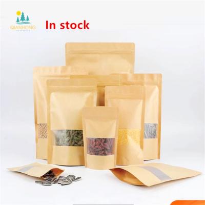 China 3.5g Aseptic Smell Proof Plastic Ziplock Custom Printed Kraft Paper Bag Brown Holder Up Ziplock Pouch for sale