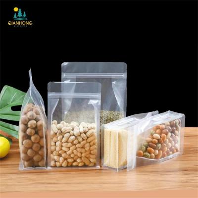 China Large Area Aseptic Square Flat Bottom Eight-sided Sealed Clear Plastic Bag Snacks Dried Fruit Candy Food Packaging Storage Bag for sale