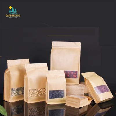 China Moisture Proof Holder Aseptic Reusable Window Zip Lock Food Wrapping Paper Holder Coffee Bean Storage Tea Pouches for sale