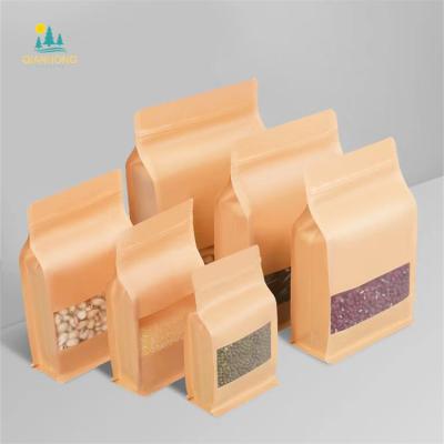 China Wholesale Aseptic Stand Up Brown Kraft Paper Bag Ziplock Bags Brown Kraft Bag With Seal Window for sale