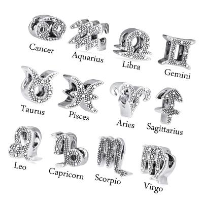 China Silver Glitter Leo Zodiac Charms Luxury Fashion Jewelry TRENDY 12 Constellations Beads 925 Sterling Silver Charms for sale