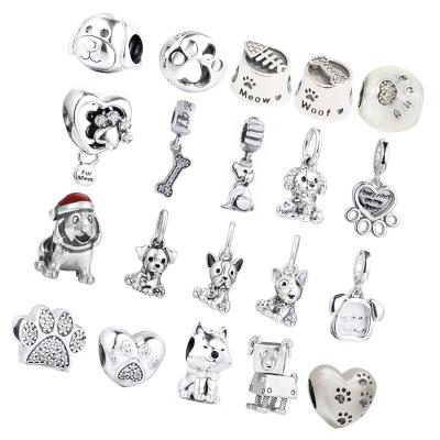 China FASHIONABLE Dog Collection Silver Color Golden Retriever Bone Footprint Doggie Charm Beads Fit Original Pandoraer Bracelet Jewelry for sale