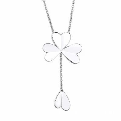 China Original 925 Sterling Silver Necklace Pan Lucky Four Leaf Clover Romantic Necklace For Women Wedding Gift Diy Jewelry for sale