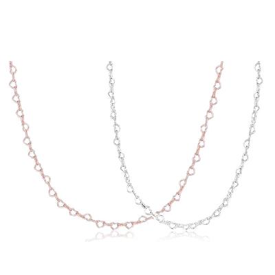 China Romantic Necklaces For Women Teen Girls Silver Original 925 Hearts Jointed Necklace Collar Jewelry Female Party Gift for sale