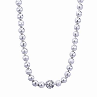 China Real Chunky Infinity Knot Rose Beads romantic and pave Crystal Sliding 925 Sterling Silver Necklace For Fashion bead charm DIY jewelry for sale