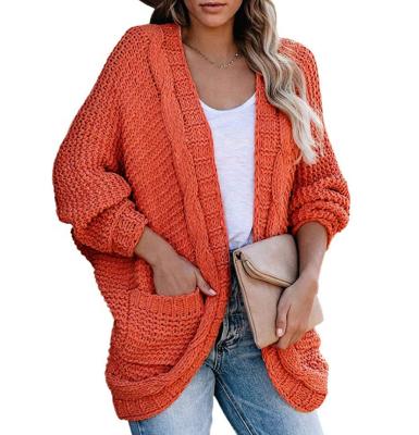 China New Arrival Breathable Women Winter Autumn Batwing Sleeve Casual Cable Pocket Knit Cardigan for sale