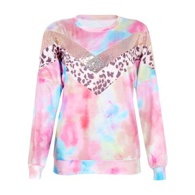 China Anti-Wrinkle 100% Cotton Customized Long Sleeve Plus Size Tie Dye Leopard Women's Blouses And Shirts for sale