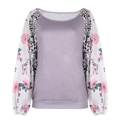 China Wholesale high quality workmanship Anti-wrinkle long sleeve plus size leopard stitching women's blouses and shirts for sale