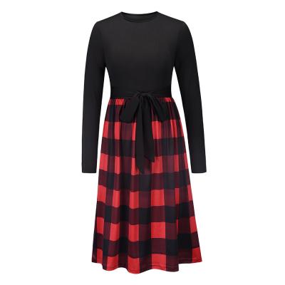 China Wholesale Anti-wrinkle High Quality Workmanship Quilting Plaid Sweater Winter Loose Sweater Dresses for sale