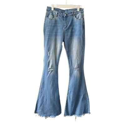 China High Quality Casual Bell Bottom QUICK DRY Loose Ripped Slim Jeans High Waist Jeans for sale