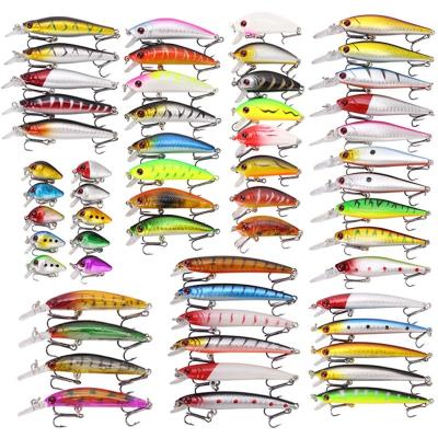 China 56 PCS Minnow Wobblers Kit Crankbait Hard Bait Fishing Tackle Artificial Lure Set KF-2022070401 for sale