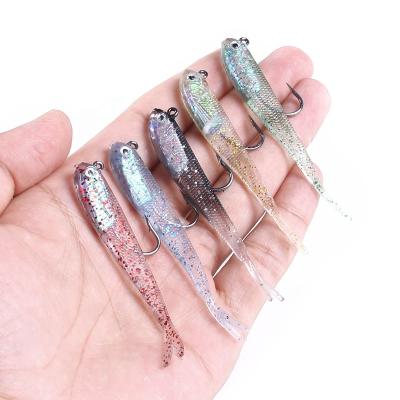 China Amazon Hot Selling Soft Bait Fishing Tackle Soft Bait Soft Fish Fork Tail With Hook Artificial Fish Silicone Fish Bait KF Fishing Lures-149 for sale