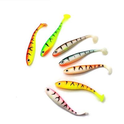 China 7CM 2.1g Fishing Lures Artificial Shad T Tail Soft Black Bass Fishing Lure Bait T Sinking Tail for sale