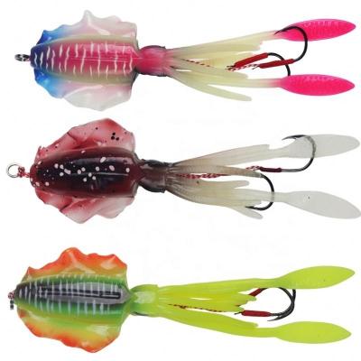 China Silicone Lure UV Luminous Soft Fishing Lures 60g Squid Plastic Tuna Octopus Skirts Rubber Soft Plastic Tuna Fishing Lure for sale