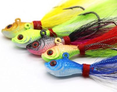 China 25g RUBBER fishing lure saltwater riddle bucktail lead minnow bait head jig hard lure with deer hair for sale