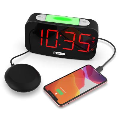 China LUMINOVA Alarm Clock 7 Color Super Loud Light 2 Black Home Digital USB Charging Alarm Clock With Vibrator Big Nap Button for sale