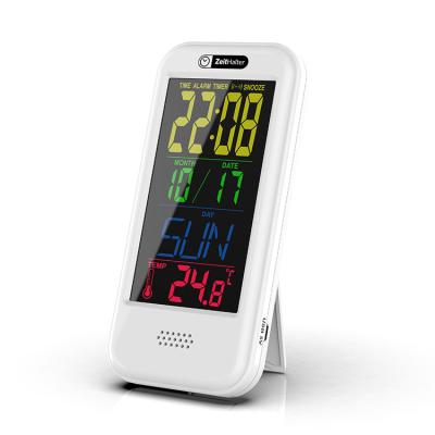 China Antique Indoor Outdoor Calendar Color Screen Digital LCD Display Style Desktop Alarm Clock 4 in 1 Weather Station for sale