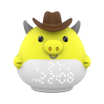 China LUMINOVA Bedroom Cow Shape USB Port Sleep Trainer LED Screen Digital Cartoon Alarm Clock Lovely for sale