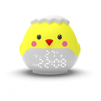 China LUMINOVA Kids Cartoon Chicken Peekaboo Temperature LED Display Digital Sleep Trainer Alarm Clock for sale