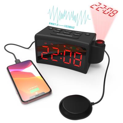 China Antique Style Amazon 2021 Selling USB Christmas Projection Charging Alarm Clock for sale