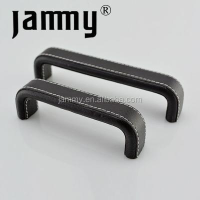 China Simple Modern Furniture Handles Black Leather Cabinet Handle for sale