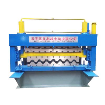 China Double Sheets Tile Making Machinery Roofing Sheet Roll Forming  PLC Control System for sale