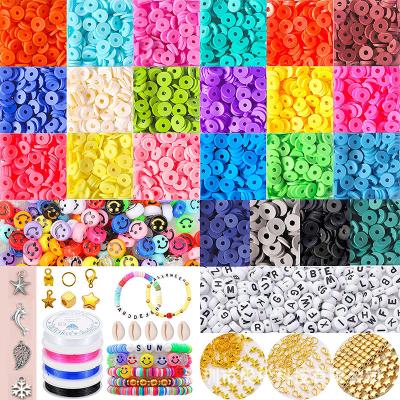 China Bohemian Environmental Friendly Jewelry 22 Colors 6mm Thin Soft Ceramic Bead DIY Style Boxed Smiling Letter Beads Set for sale